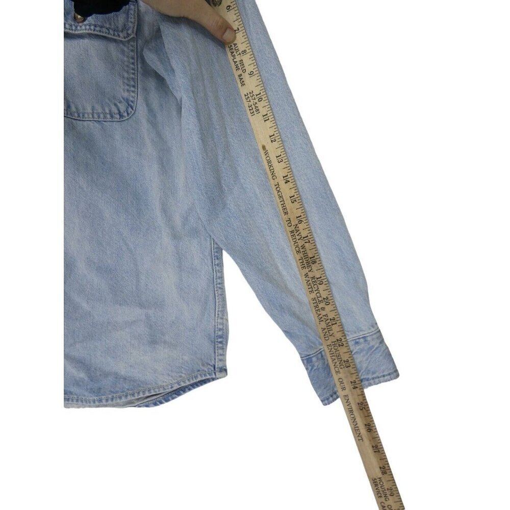 OLD NAVY Shirt Mens S‎ WORK WEAR Denim Heavy-Duty Long Sleeve Button Up Blue - Picture 5 of 8